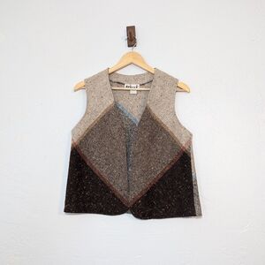 Vintage Colorblock Wool Vest Academia Professor Layer Eclectic Grandpa Retro